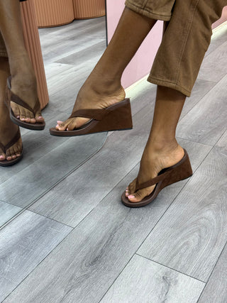 Coutgo Coffee Wedge Slippers