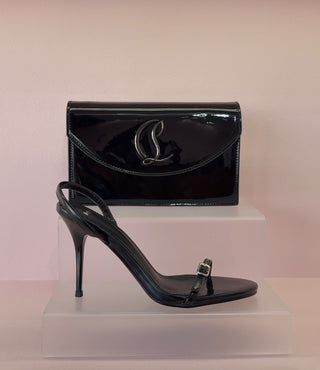 Elizabeth Patent Leather Clutch Bag - Black