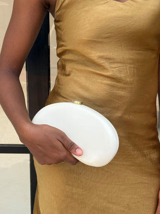 Karissa White Bean-Shaped Clutch