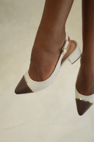 Chanelle Offwhite Slingback Block Heels