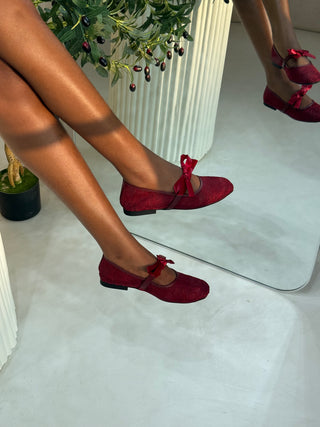 Villane Red Mesh Ballet Flats