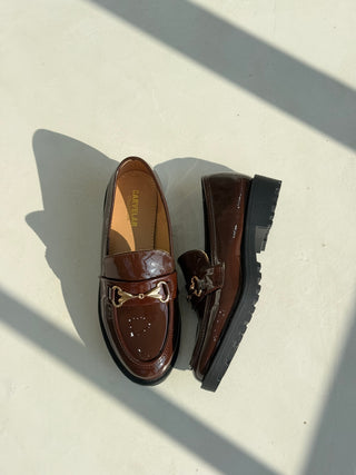 Alessia Coffee Patent Loafers