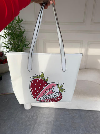 Odelia Strawberry Graphic Coach City Tote Bag