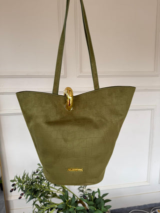 Frederica Suede Asymmetric Handbag - Green