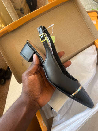 Chanelle Black Slingback Block Heels