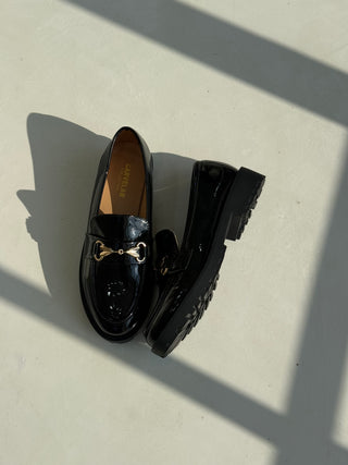 Alessia Black Patent Loafers