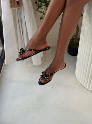 Valentina Black Slippers