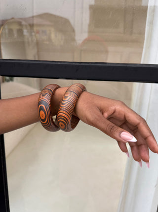 Mansa Wooden Bangles - Dark Shaded
