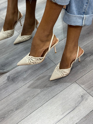 Daphne Beige Slingback Heels
