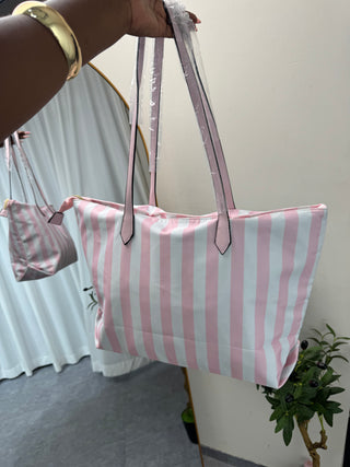 Amaya Pink Striped Tote Bag