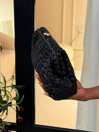 Skyla Black Woven Clutch