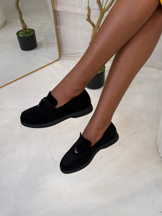 SORELLE Black Suede-Effect Loafers