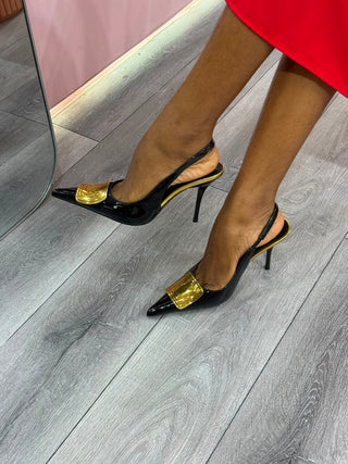 Lynn Black Sling Back Heels