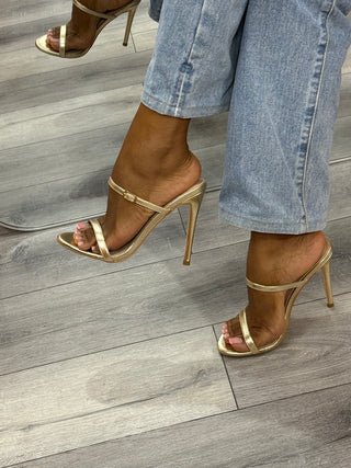 Nayeli Double Strap Gold Heels