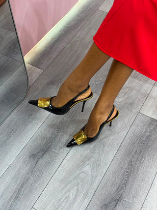 Lynn Black Sling Back Heels