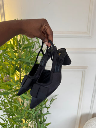 Misa Black Block Sling Back Heels