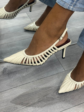 Valentina Cage Design Kitten Heels - Beige