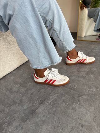 Tera Beige and Red Samba OG Sneakers