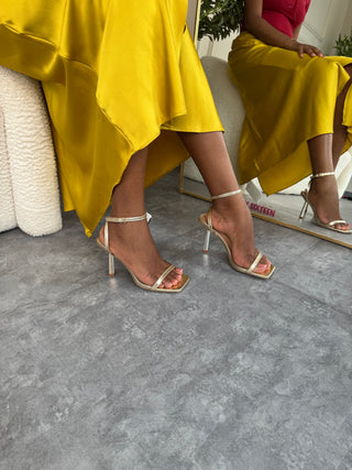 Edith Gold Ankle Strap Heels