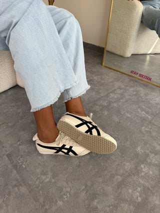 Malia Beige Tiger Sneakers with the Black Overlay