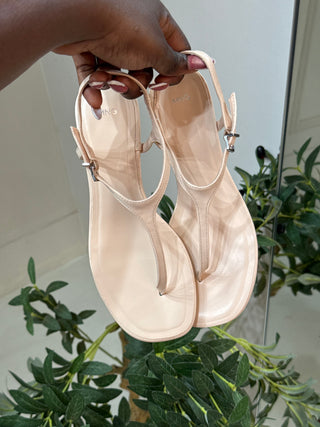 Svea T-Strap Nude Kitten Heel Sandal