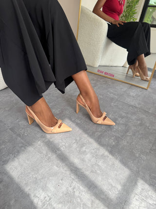 Kora Nude Sling Back Heels