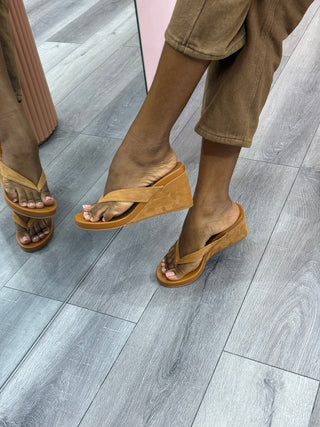 Coutgo Brown Wedge Slippers