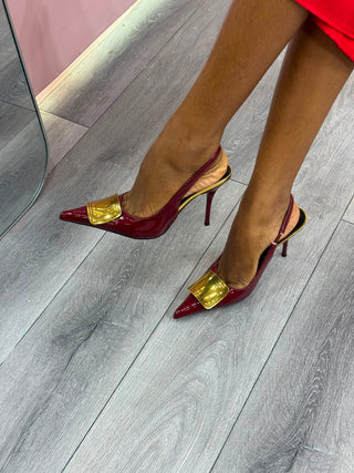 Lynn Wine Sling Back Heels