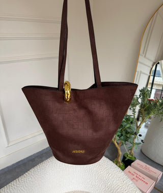 Frederica Suede Asymmetric Handbag - Coffee
