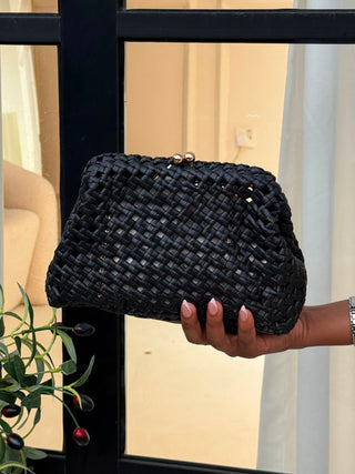 Skyla Black Woven Clutch