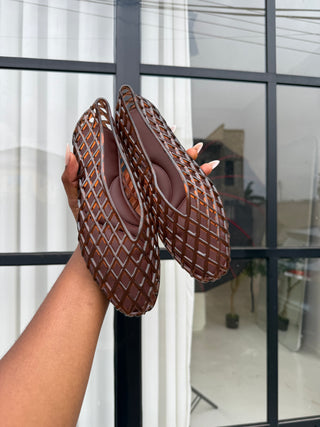 Macie Coffee Mesh Jelly Ballerina Flats
