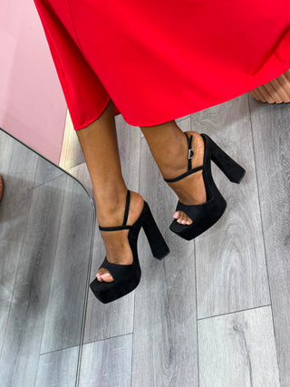 Dela Black Platform Sandal Heels