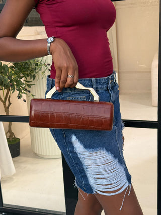 Bacie Coffee Top Handle Evening Clutch