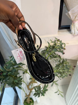 Livia Black Thong Sandal