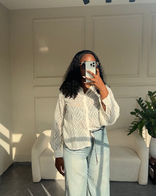 Tracie Design Shirt; white and offwhite
