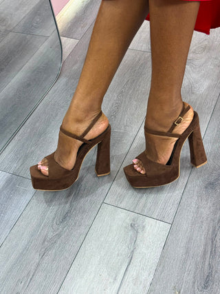 Dela Brown Platform Sandal Heels