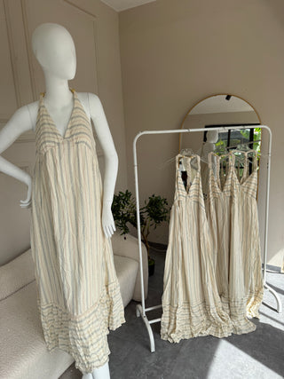 Krista Red and Blue Stripe Maxi Dress