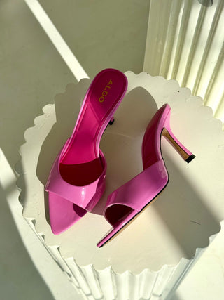 Vera Pink Patent Pointed-Toe Mules