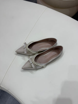 Paloma Pointed-toe Flats - Beige