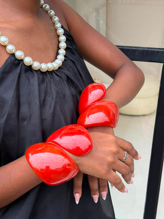 Maddie Red Chunky Resin Cuff Bangles