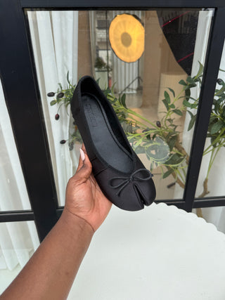 Kali Black Satin Ballet Flats