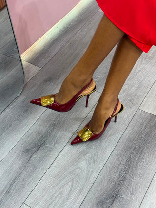 Lynn Wine Sling Back Heels