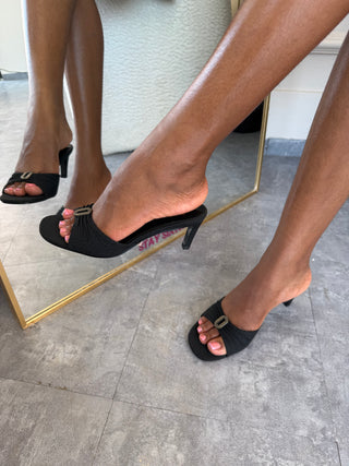 Maryanne Black Low Heeled Mules