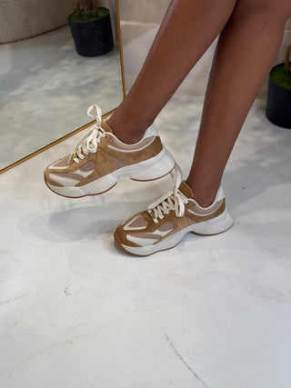 Sofia Tan & Sand Suede Sneaker