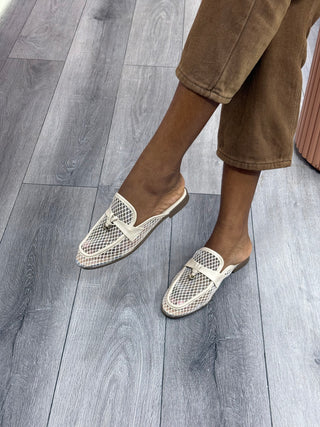 Siwar Beige Mesh Mules