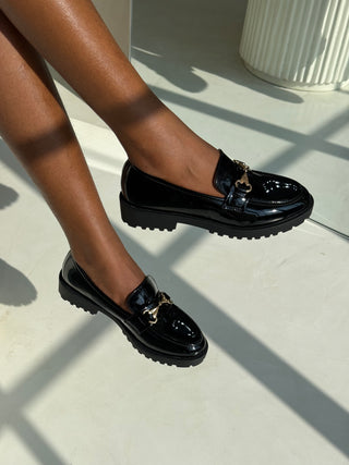 Alessia Black Patent Loafers