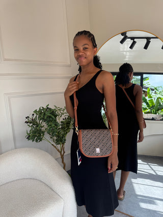 Rosa Black Crossbody Saddle Bag