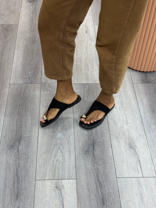 Miss Globe Suede Slipper - Black