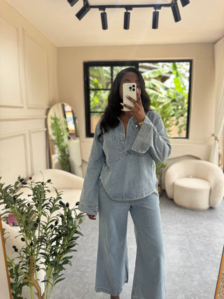 Enid Baggy Denim Two Piece Set