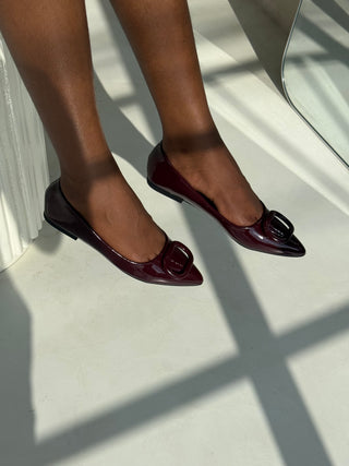 Dollie Wine Patent Flat Shoes